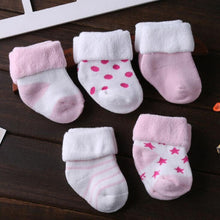 Load image into Gallery viewer, 5 Pair/lot new cotton thick baby toddler socks autumn and winter warm baby foot sock
